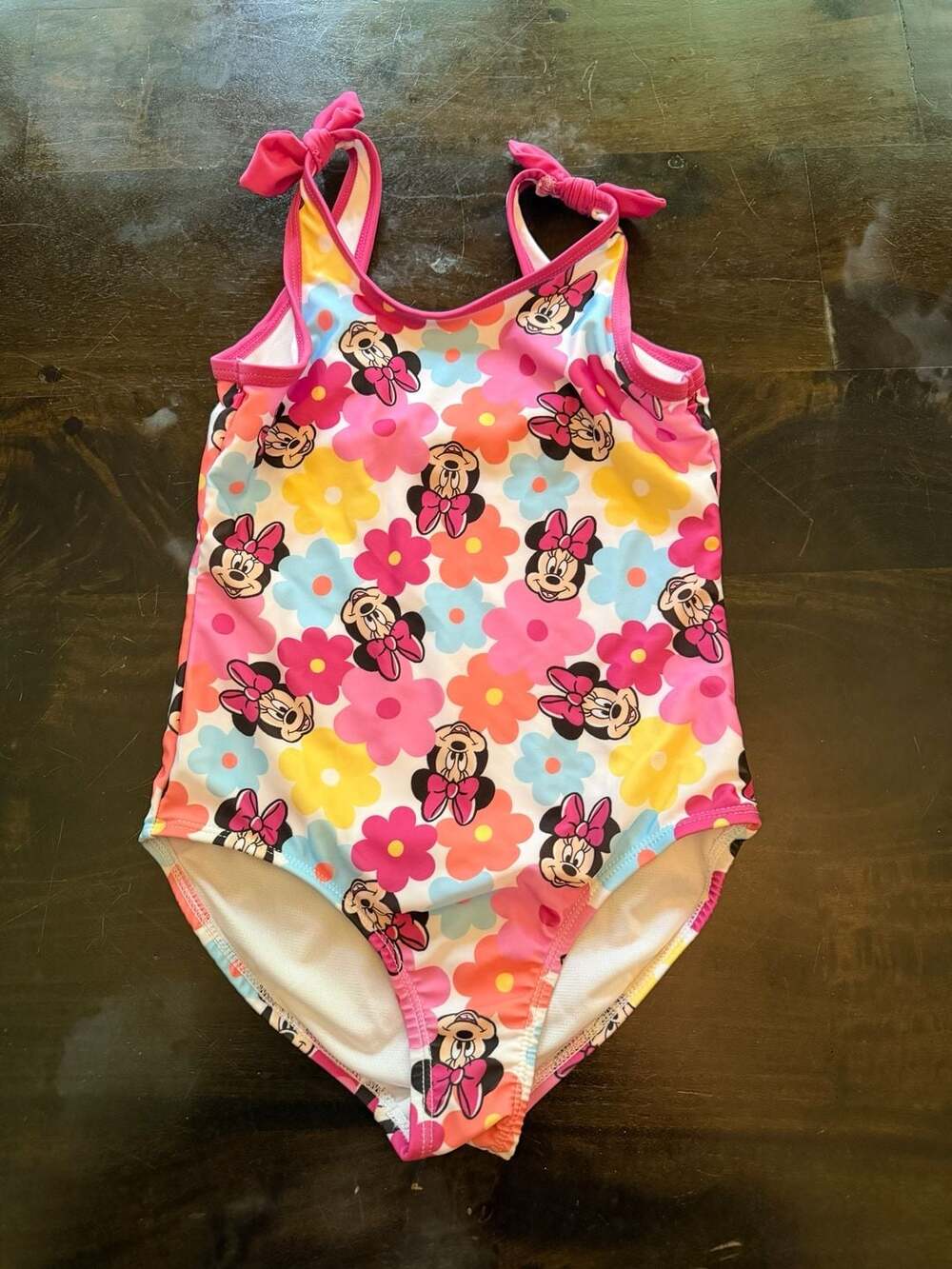 Disney Junior Minnie Mouse Girls One Piece Swimsuit Size 6X Pink Floral